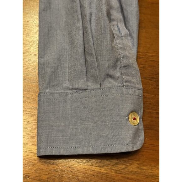 Large Orvis Heritage Wash Solid Blue Button Up Long Sleeve Shirt - Picture 6 of 11